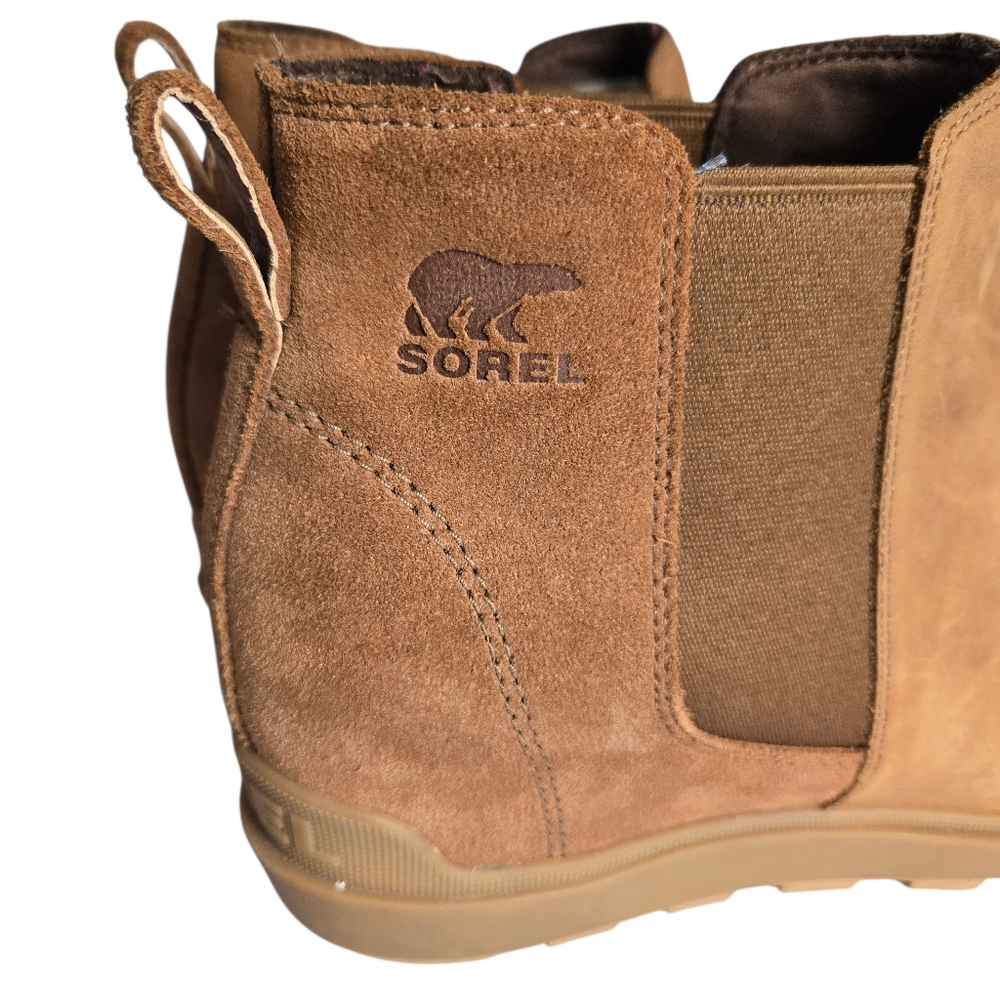 SOREL Evie II Chelsea Wedge Ankle Booties Tan Leather Waterproof‎ - Picture 12 of 16